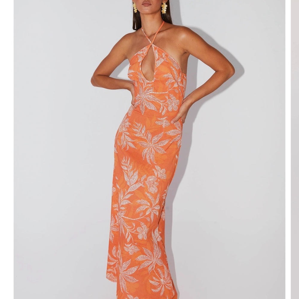 Peppermayo Vibrant Orange Floral Maxi Dress